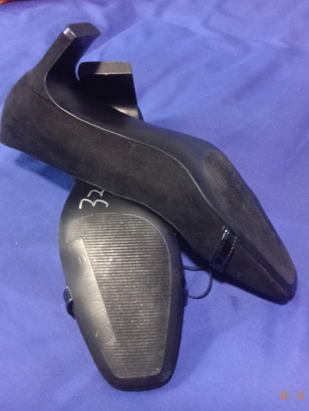 NWT Calvin Klein Avita2-R Black Suede Square Toe Buckle Pumps Heels Size 8 image 5